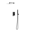 Bateria prysznicowa ścienna zestaw z kwadratową deszczownicą CZARNY