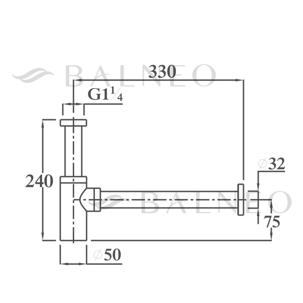Syfon umywalkowy mosiężny okrągły Brushed Gold
