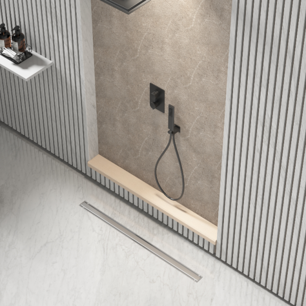 Odpływ liniowy wąski slim podłogowy Inox 70 cm BASIC S&L
