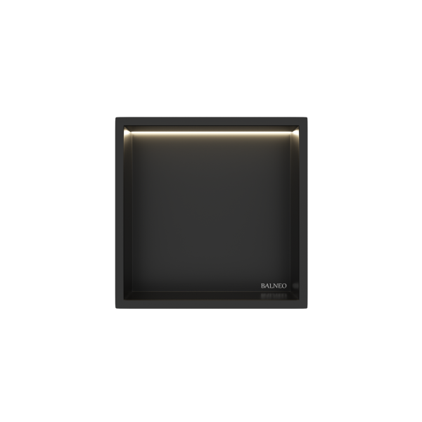 PÓŁKA WNĘKOWA Z OŚWIETLENIEM LED Z PODŚWIETLENIEM CZARNY KOLOR 30x30x10 cm