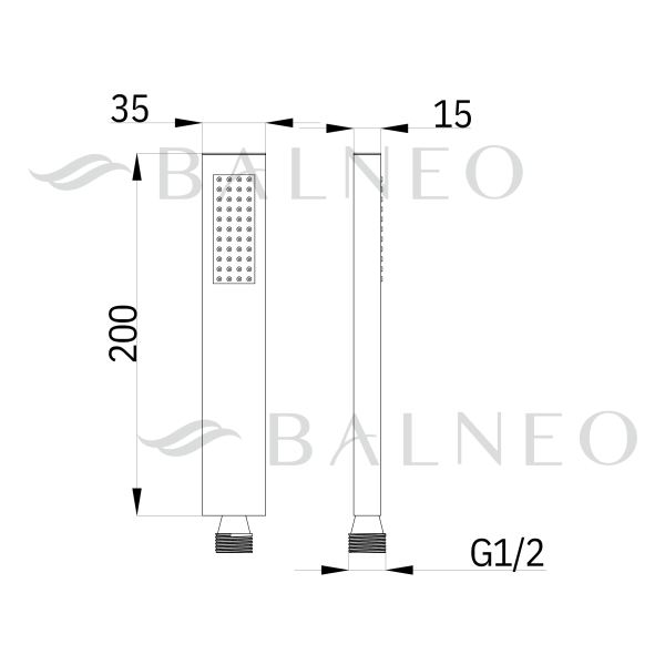 Słuchawka prysznicowa prostokątna CIEMNOSZARA