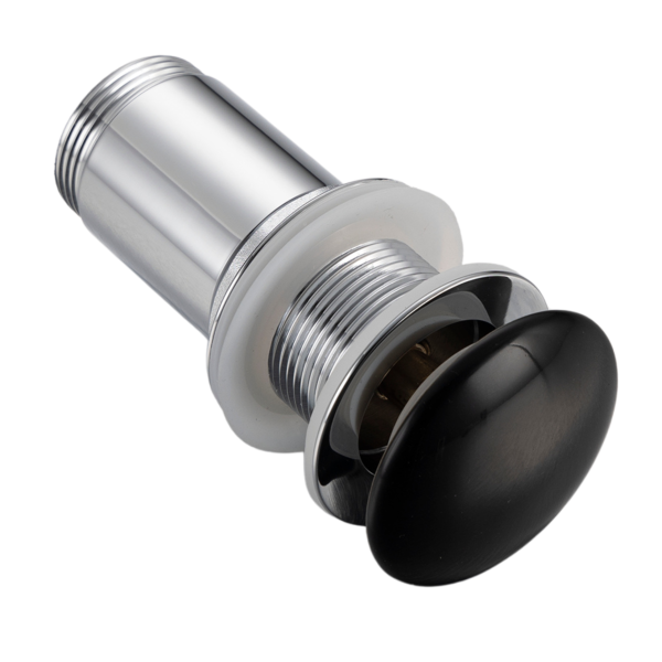 Korek umywalkowy mosiężny Klik Klak model C bez przelewu - Czarny Ceramiczny