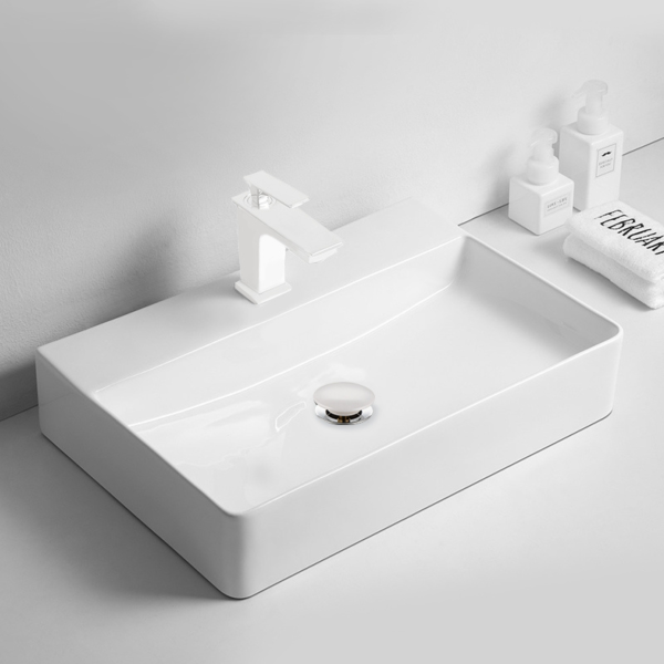 Korek umywalkowy mosiężny Klik Klak bez przelewu Ceramiczny biały model 6