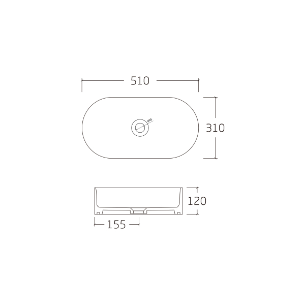 Umywalka nablatowa ceramiczna NAIA
