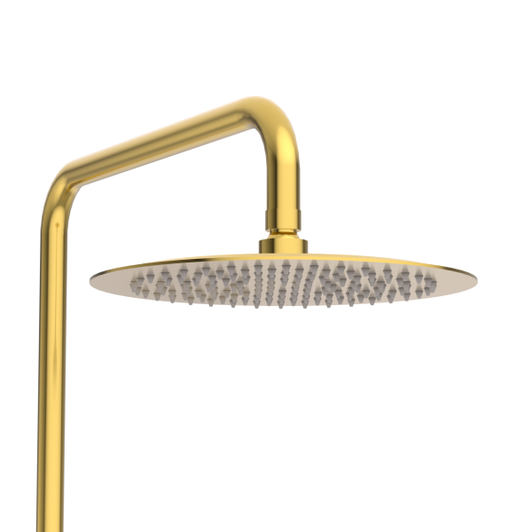 Bateria prysznicowa ścienna zestaw z okrągłą deszczownicą ZŁOTY