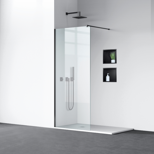 Ścianka prysznicowa Beira 60 x 200 cm transparentna 8 mm czarna
