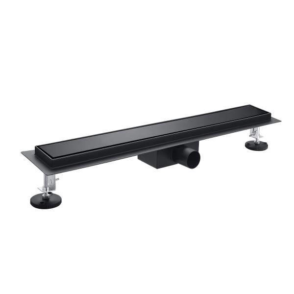 Maskownica do odpływu ze szklanym panelem czarnym 80 cm BASIC Black Glass