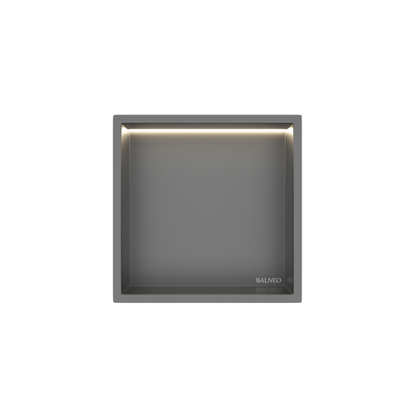 PÓŁKA WNĘKOWA Z OŚWIETLENIEM LED Z PODŚWIETLENIEM CIEMNOSZARA 30x30x10 cm