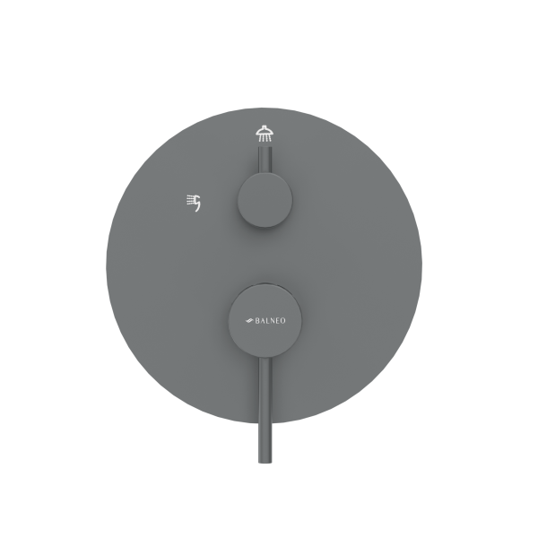 Bateria prysznicowa ścienna zestaw 2 z okrągłą deszczownicą CIEMNOSZARY