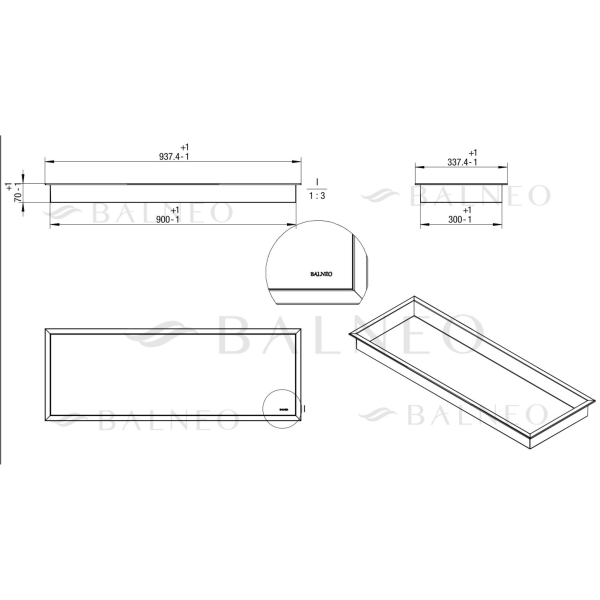 Półka wnękowa Ciemnoszara 90x30x7cm WALL-BOX ONE