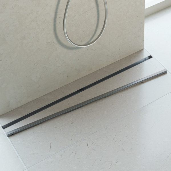 Odpływ liniowy wąski łazienkowy grafitowy 90 cm BASIC S&L