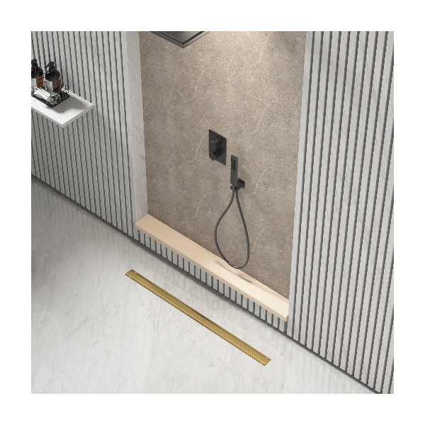 Odpływ liniowy podłogowy wąski złoty 70 cm BASIC S&L