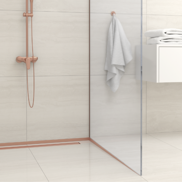 Listwa spadkowa prysznicowa przyścienna prawa 170 cm miedziana