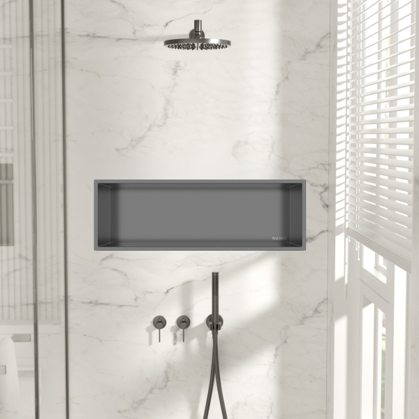 Półka wnękowa ze stali nierdzewnej 60x20x10 cm WALL-BOX ONE Ciemnoszara
