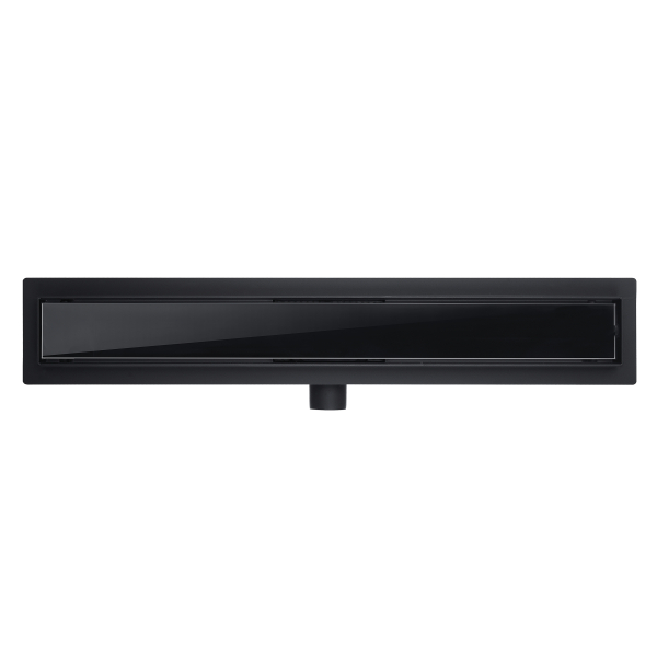 Odpływ liniowy z panelem szklanym czarnym 80 cm BASIC Black Glass