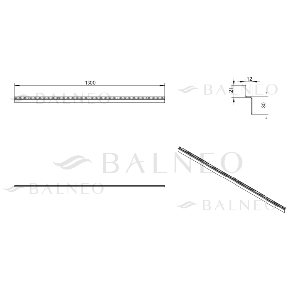 Listwa spadkowa podłogowa czołowa 130 cm Ciemnoszara