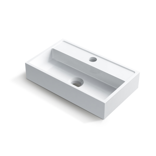 Umywalka nablatowa VIKI 40 x 24 biała z konglomeratu