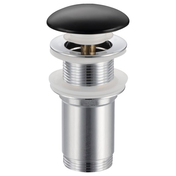 Korek umywalkowy mosiężny Klik Klak model C bez przelewu - Czarny Ceramiczny