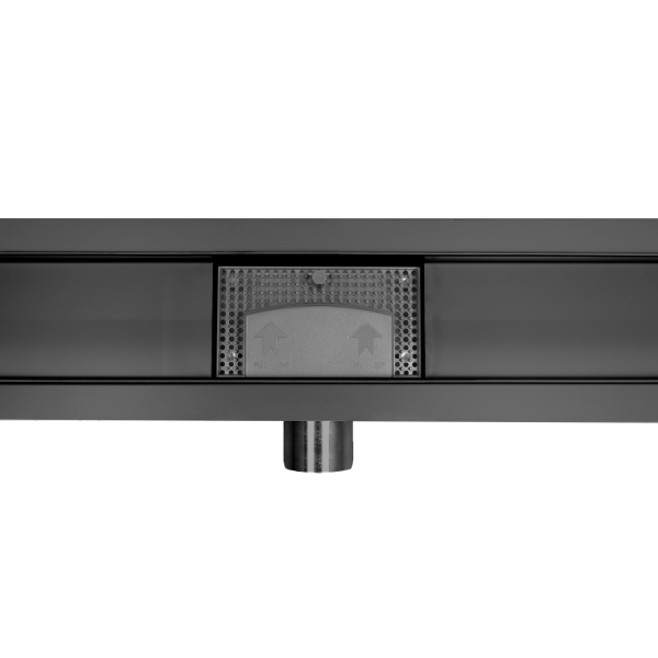 Odpływ liniowy z panelem szklanym czarnym 70 cm BASIC Black Glass