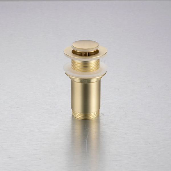 Korek umywalkowy mosiężny Klik Klak model E bez przelewu - Brushed Gold