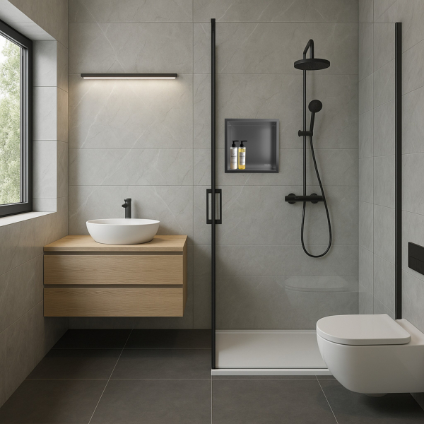Półka wnękowa ze stali nierdzewnej 30x20x10 cm WALL-BOX ONE Ciemnoszara