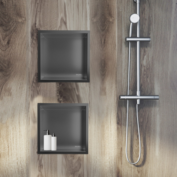 Półka wnękowa ze stali nierdzewnej 30x20x10 cm WALL-BOX ONE Ciemnoszara