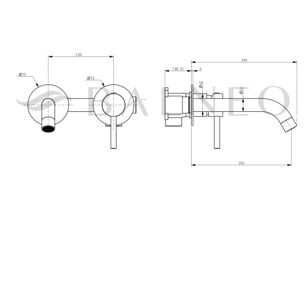 Bateria umywalkowa ścienna Kran do umywalki Chrom