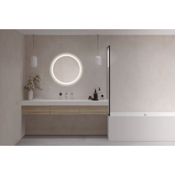 Lustro podświetlane BIAŁE 60 cm LARA - Ściemnianie, Zmiana Barwy