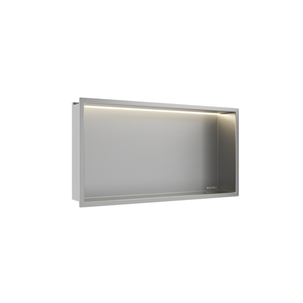 PÓŁKA WNĘKOWA Z OŚWIETLENIEM LED Z PODŚWIETLENIEM INOX 30x60x10 cm