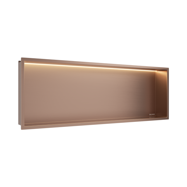 PÓŁKA WNĘKOWA Z OŚWIETLENIEM LED Z PODŚWIETLENIEM MIEDZIANA 30x90x10 cm