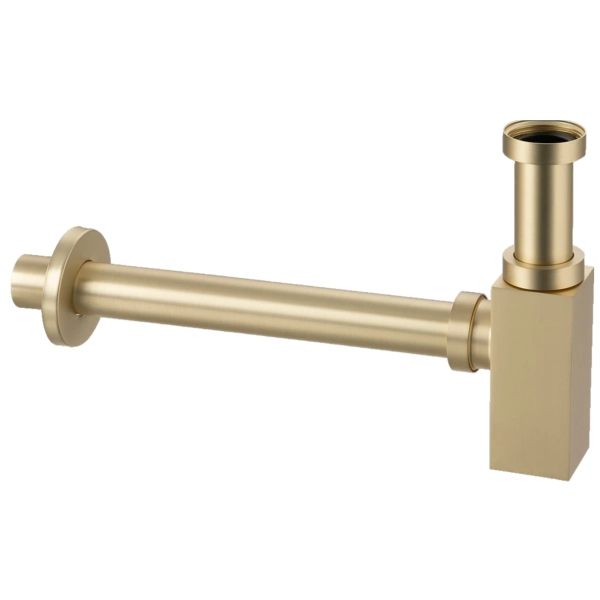 Syfon umywalkowy mosiężny kwadratowy Brushed Gold