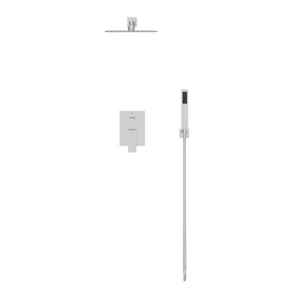 Bateria prysznicowa ścienna zestaw z kwadratową deszczownicą CHROM