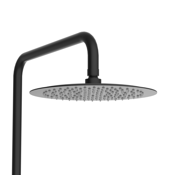 Bateria prysznicowa ścienna zestaw z okrągłą deszczownicą CZARNY