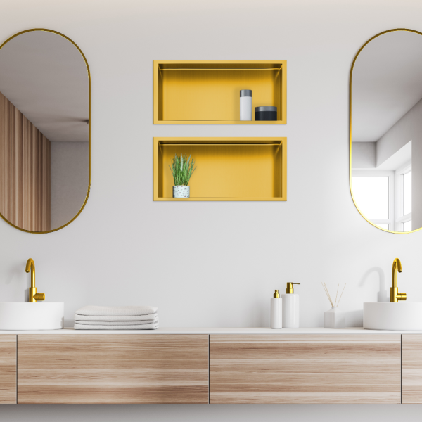 Półka wnękowa ze stali nierdzewnej złota 45x20x10 cm WALL-BOX ONE Gold