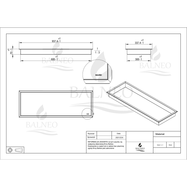 Półka pojedyncza wnękowa pod prysznic do toalety złota 90x30x7 cm