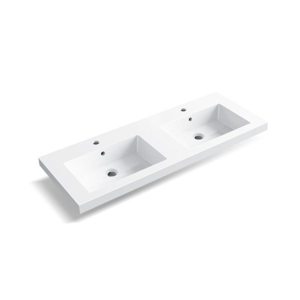 Umywalka nablatowa MILA 120 x 46 biała z konglomeratu