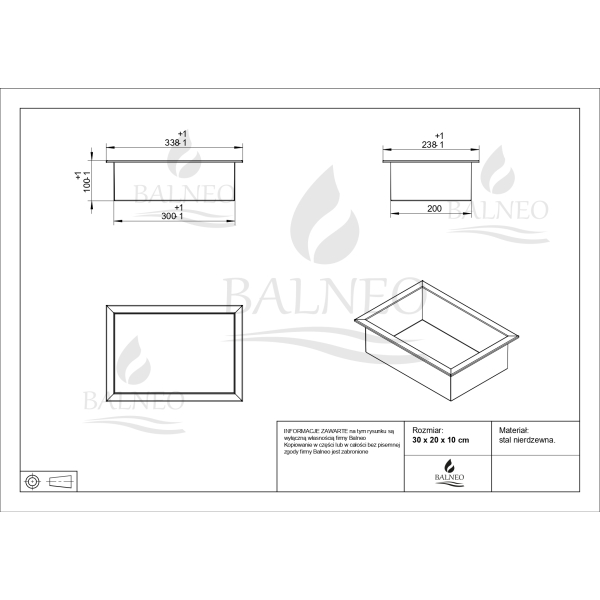 Półka wnękowa ze stali nierdzewnej biała 30x20x10 cm WALL-BOX ONE White