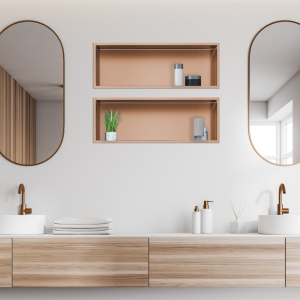 Półka wnękowa ze stali nierdzewnej miedziana 60x20x10 cm WALL-BOX ONE Copper