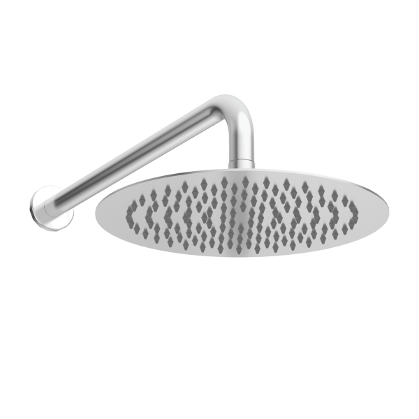 Bateria prysznicowa ścienna zestaw 2 z okrągłą deszczownicą INOX