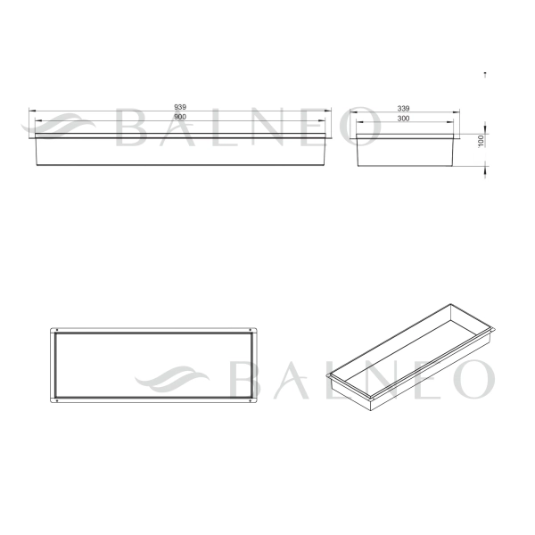 Półka wnękowa bezramkowa MIEDZIANA 90x30x10 cm WALL-BOX NO RIM