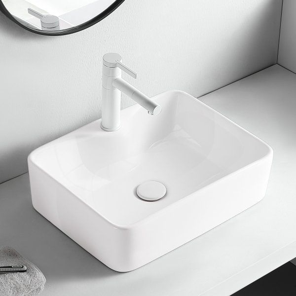 Umywalka nablatowa ceramiczna biała KAIA
