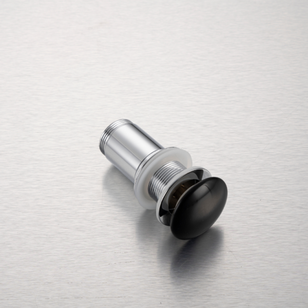 Korek umywalkowy mosiężny Klik Klak model C bez przelewu - Czarny Ceramiczny