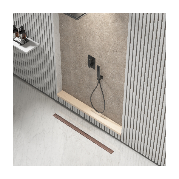 Odpływ liniowy różowo złoty wąski rose gold 90 cm BASIC S&L