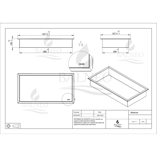 Półka pojedyncza czarna 60x30x10 cm WALL-BOX ONE Black