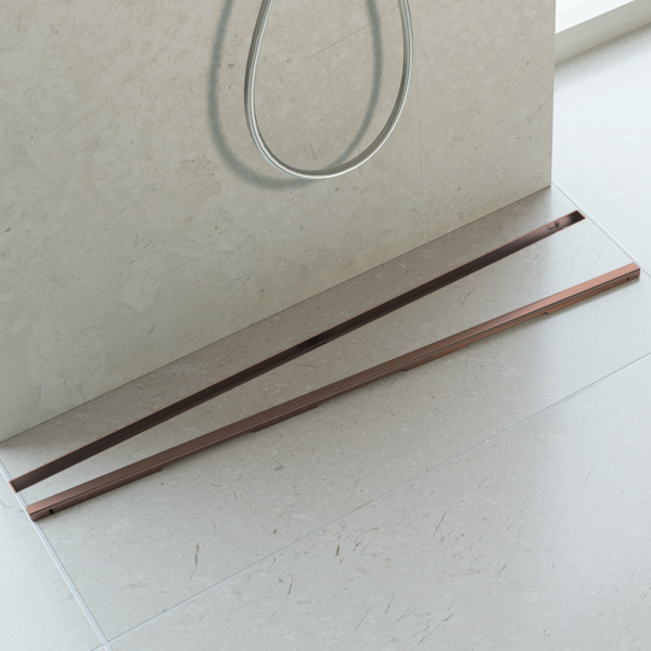 Odpływ liniowy różowo złoty wąski rose gold 90 cm BASIC S&L