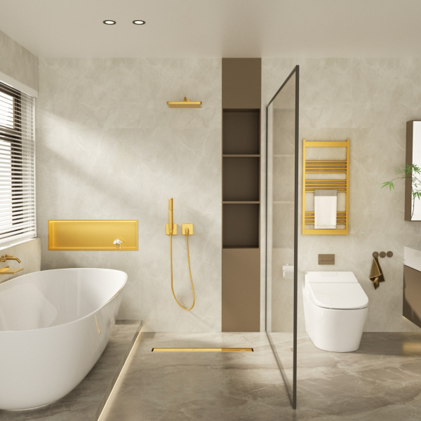 Odpływ liniowy 100 cm dwustronny lustrzane złoto Duplex Next 2w1