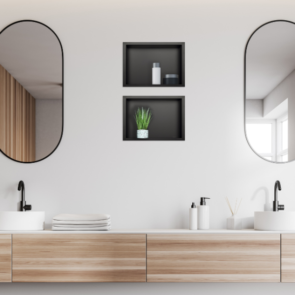 Półka wnękowa ze stali nierdzewnej czarna 30x20x10 cm WALL-BOX ONE Black