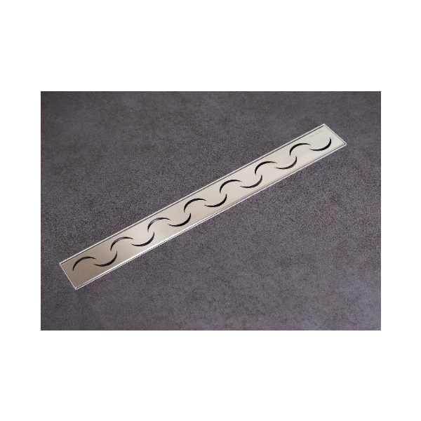 Odpływ liniowy z panelem dekoracyjnym Moon 80 cm BASIC Decor Inox