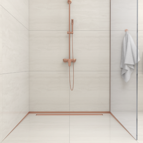 Listwa spadkowa prysznicowa przyścienna prawa 170 cm miedziana