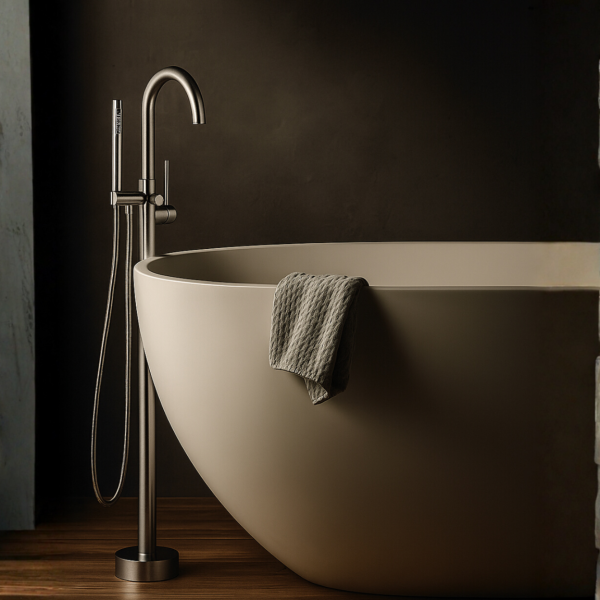 Bateria wannowa stojak wolnostojąca luksusowa INOX